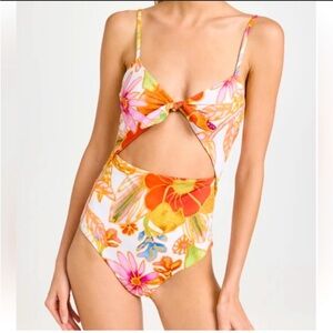 NEW Mara Hoffman $285 Orange and Green One Piece with Cut-Out Design size XS
